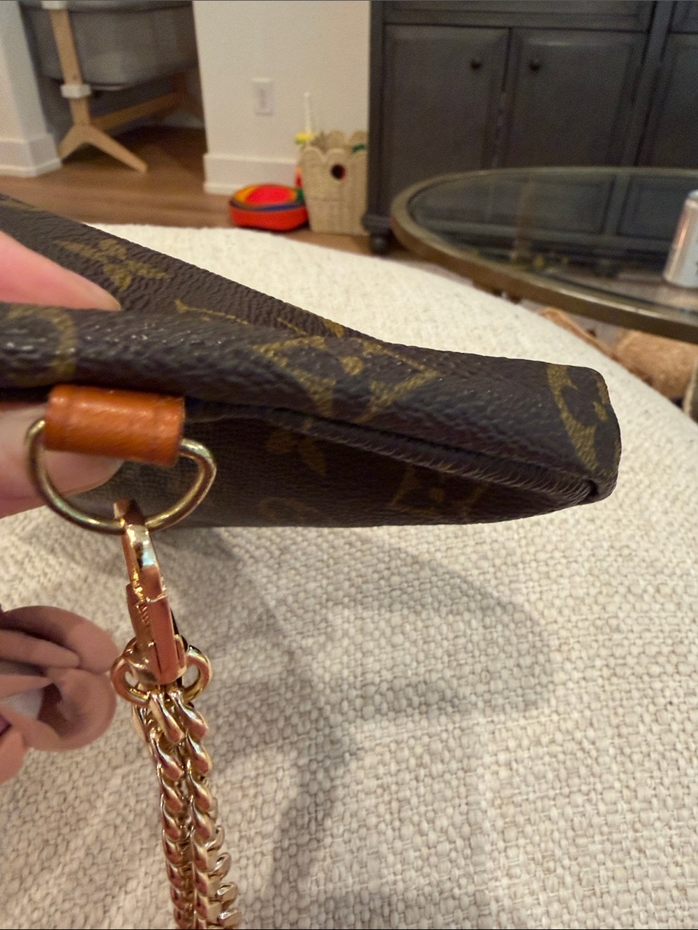 Louis Vuitton Monogram Mini Pochette w Pink Flower Charm/ Chain Both Unbranded. - Picture 4 of 9
